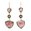 Watermelon Tourmaline Triple Drop Statement Earrings