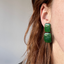 Double Octagon Emerald Green And Gold Earrings