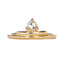Gold ring with a clear gemstone on a white background