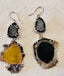 Watermelon Tourmaline Double Drop Earrings (Black, Yellow, Brown, Blue)