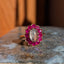 Moonstone and Ruby Halo Ring