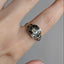 Memento Mori Ring with Woven Hair and Enamel