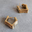 Gold Geometric Fluted Hoops